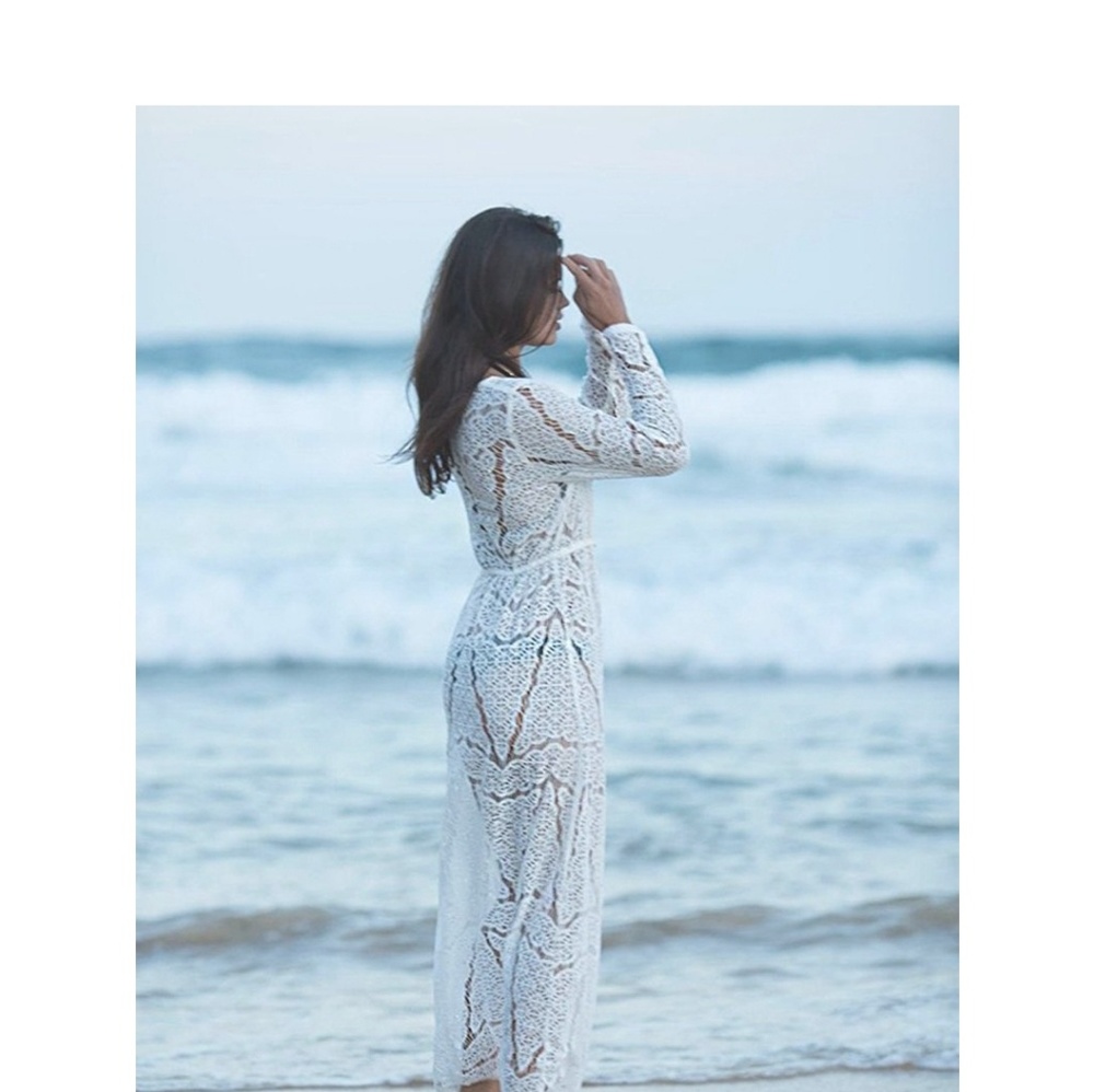 HEDY Long White Lace Kimono Cover Up - Picture 5 of 5
